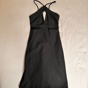 Sexy Strappy Halter Neck Black Bodycon Midi Dress, Size Small Gently Worn!